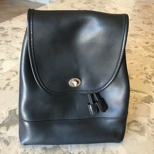 Coach Black Leather Backpack